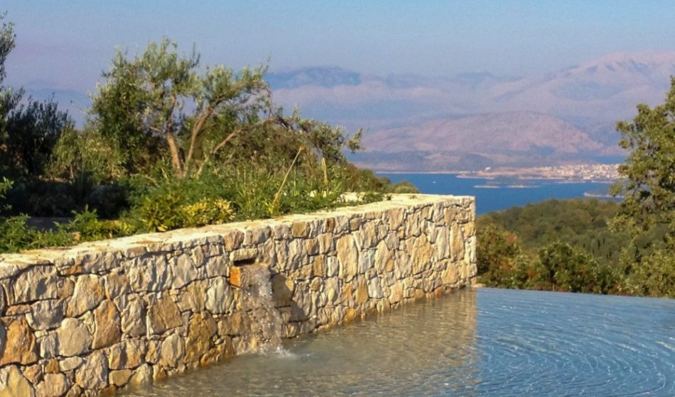 Koukos Country Villa, Corfu - Garden Wall and Infinity Pool